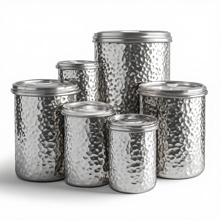 Premium Hammered Stainless Steel Storage Canister - 750ml