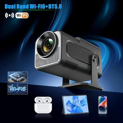 Steepify HY320 Smart Projector 4K Supported | Android 11 | Native 1080P Full HD | Wi-Fi 6 | Bluetooth 5.2 | 330 ANSI | Auto Keystone | Portable Projector for Home Cinema & Gaming