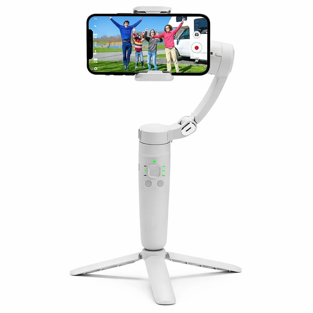 Steepify 3-Axis Smartphone Gimbal Stabilizer | AI Face Tracking | Bluetooth Remote | Foldable Handheld Gimbal | 360° Rotation | Anti-Shake Video Stabilizer for Android & iPhone | White