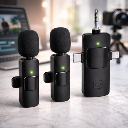 Steepify Wireless Microphone for iPhone, Android, Camera & Laptop | Dual Mic with 3-in-1 Receiver | Noise Cancellation | Perfect for Indoor & Outdoor Recording