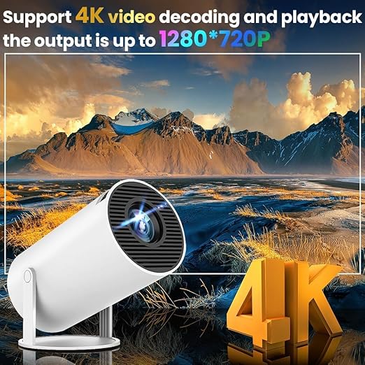 Steepify HY300 Portable Smart Projector Native 1080P | 4K Supported Mini Projector with WiFi, Bluetooth Audio, Auto Keystone & 180° Rotation | Home Theater Projector