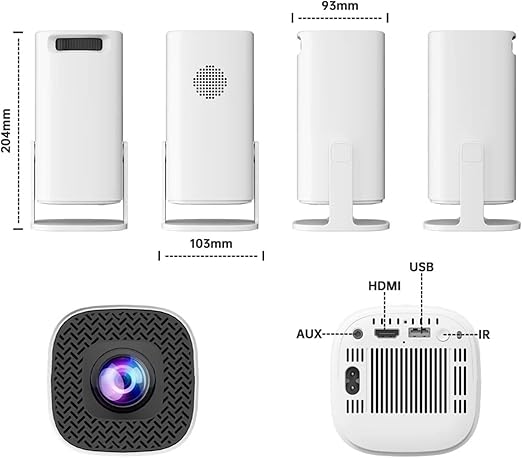Steepify Square Smart Projector 4K & Ultra HD Supported | Android 11 | Native 1080P | WiFi 6 & Bluetooth 5.2 | Auto Keystone | 180° Rotatable | Portable Home Theater Projector | White