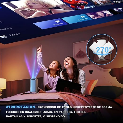 Steepify Square Smart Projector 4K & Ultra HD Supported | Android 11 | Native 1080P | WiFi 6 & Bluetooth 5.2 | Auto Keystone | 180° Rotatable | Portable Home Theater Projector | White