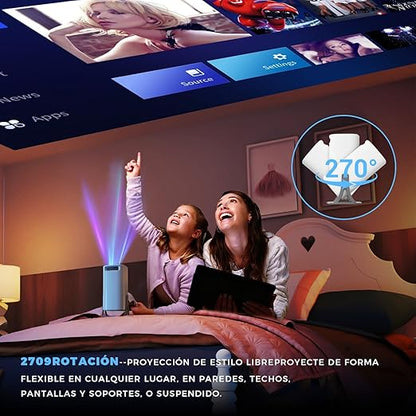 Steepify Square Smart Projector 4K & Ultra HD Supported | Android 11 | Native 1080P | WiFi 6 & Bluetooth 5.2 | Auto Keystone | 180° Rotatable | Portable Home Theater Projector | White