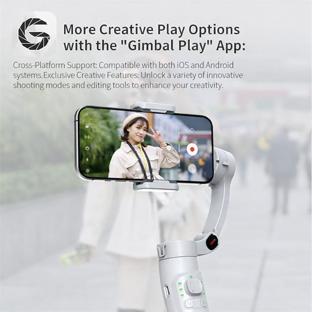 Steepify 3-Axis Smartphone Gimbal Stabilizer | 360° Rotation & AI Face Tracking | Bluetooth Remote | Foldable Handheld Gimbal | Anti-Shake Video Stabilizer for Android & iPhone