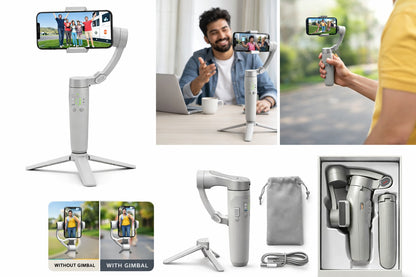 Steepify 3-Axis Smartphone Gimbal Stabilizer | 360° Rotation & AI Face Tracking | Bluetooth Remote | Foldable Handheld Gimbal | Anti-Shake Video Stabilizer for Android & iPhone