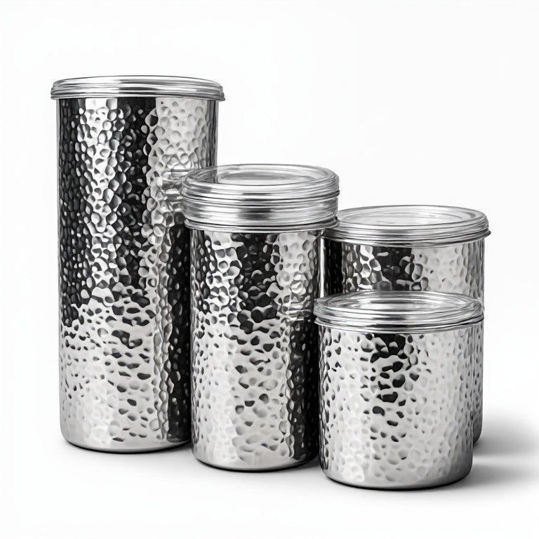 Premium Hammered Stainless Steel Storage Canister - 750ml