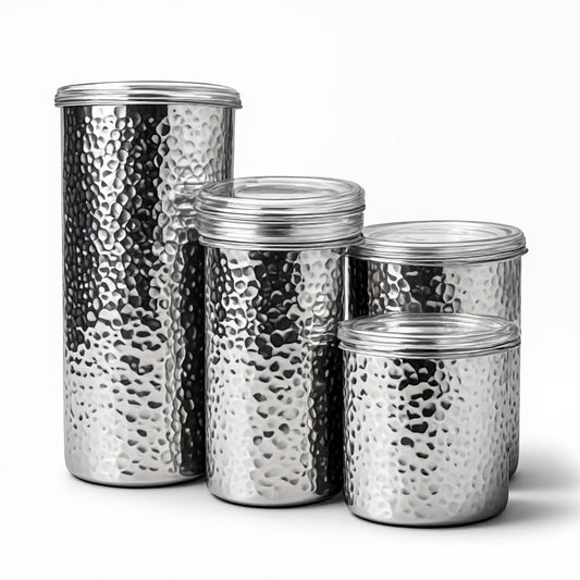 Premium Hammered Stainless Steel Storage Canister - 750ml