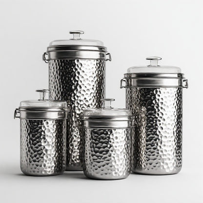 Premium Hammered Stainless Steel Storage Canister - 750ml