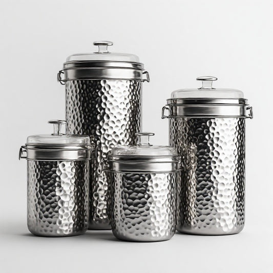 Premium Hammered Stainless Steel Storage Canister - 750ml