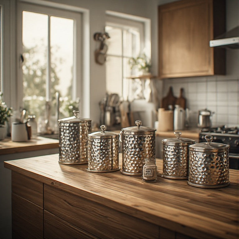Premium Hammered Stainless Steel Storage Canister - 1000ml