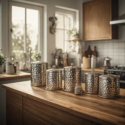 Premium Hammered Stainless Steel Storage Canister - 1000ml