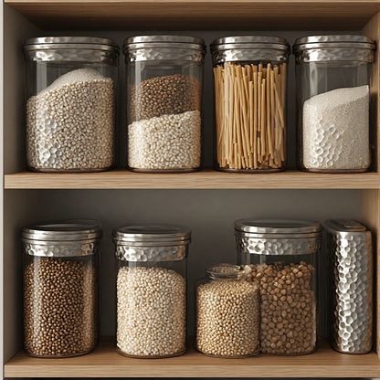 Premium Hammered Stainless Steel Storage Canister Set (4 Pieces)