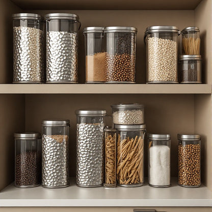 Premium Hammered Stainless Steel Storage Canister Set (4 Pieces)